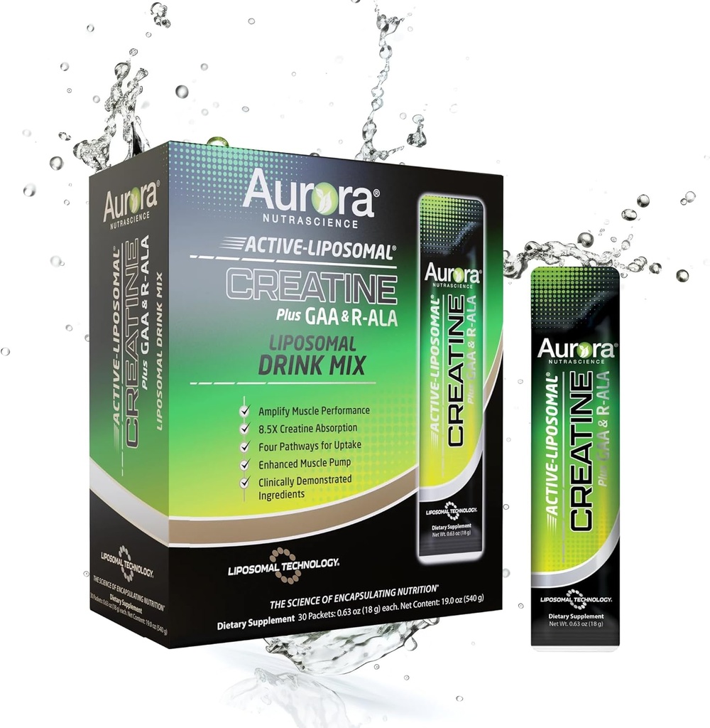 Aurora Nutrascience Active Liposomal®, Creatine Plus GAA & R-ALA, 30 Pakete, 0.63 oz (18 g) Jede