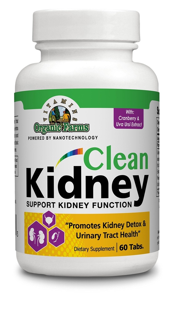 Organic Farms Vitamins 100% Natural Kidney Cleanse per supportare la funzione del rene, pillole di integratori alimentari per il flushing del rene, rafforza i reni, 60 compresse