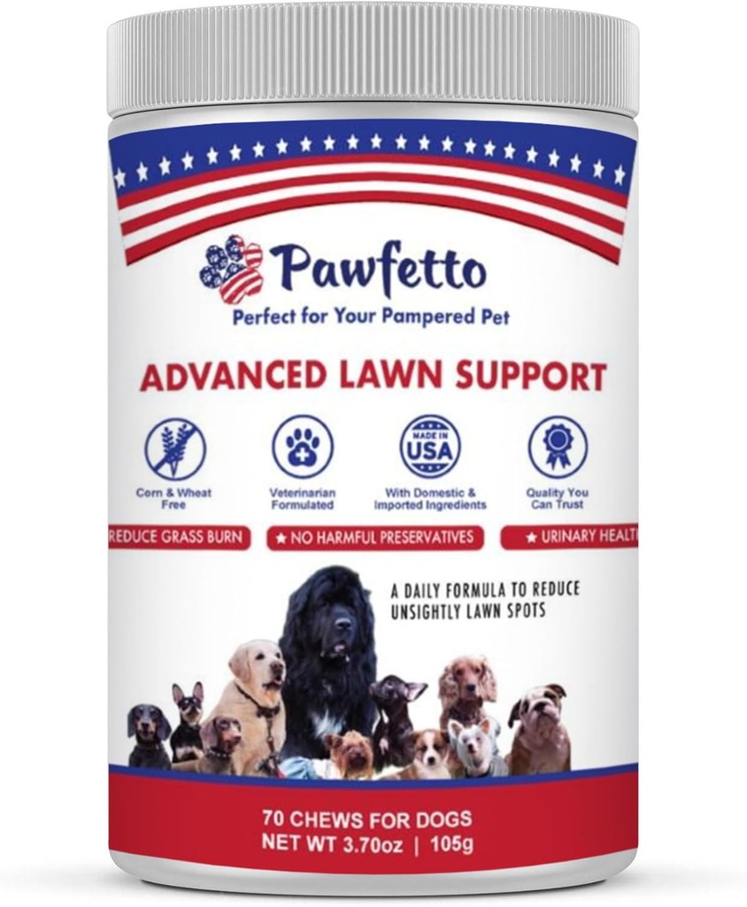 Supplément avancé de soutien à la pelouse pour chiens, avec canneberge, acides aminés, et Brewer, levure, facilement digestible, foie de poulet, parfait pour votre chien pampéré (70 chews de chien)