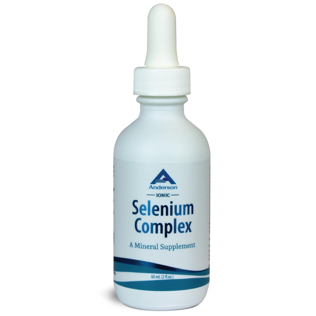 Anderson ionischer Selenkomplex, flüssige Selenergänzung Tropfen, unterstützt Schilddrüse und Immunsystem, Antioxidans, kämpft freie Radikale, Mineralglasflasche mit Tropfen, 40 Portionen, 2 fl oz
