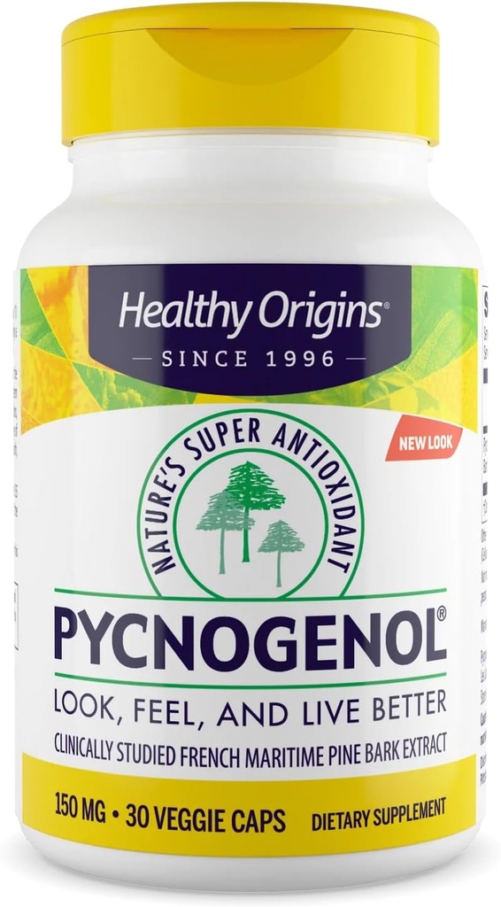 Gesunde Ursprünge Pycnogenol 150 mg, Französisch Maritime Pine Bark Extract, Natures Super Antioxidant, Antioxidant, Non-GMO, Vegan, 30 Veggie Kapseln