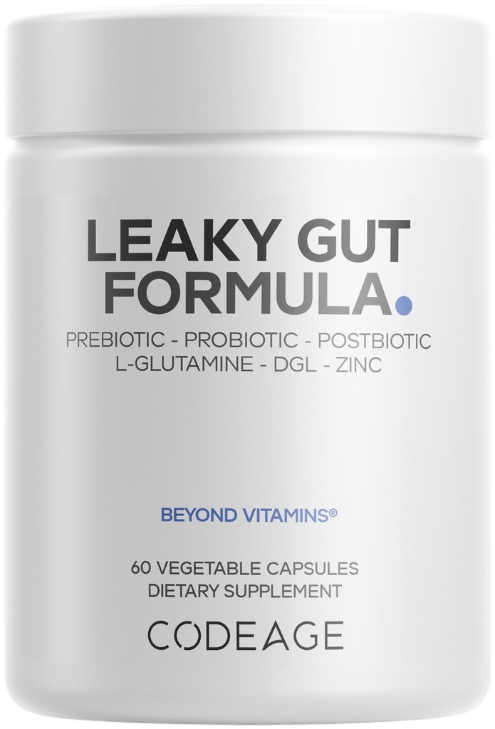 Codeage Leaky Gut Supplement, L-Glutamin, N-Acetylglucosamin, Probiotic, Butyric Acid, Polyphenole, Quercetin, DGL, Marshmallow Root, Berberine, BioPerine, Cinnamon, Vegan, Non-GMO, 60 Kapseln