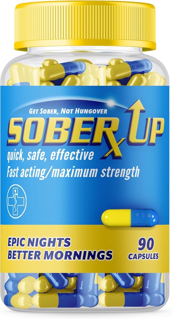 SOBER UP Rimedio di massima resistenza e sollievo rapido agisce • Pillole intelligenti partito • Ogni volta che bevi supplemento di vitamina w/DHM + Glutathione + clorella + L-teanina (USA)
