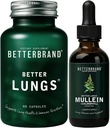 Betterbrand Better Lungs Health Pack - Better Lungs Capsules et gouttes de teinture de la feuille de Mullein