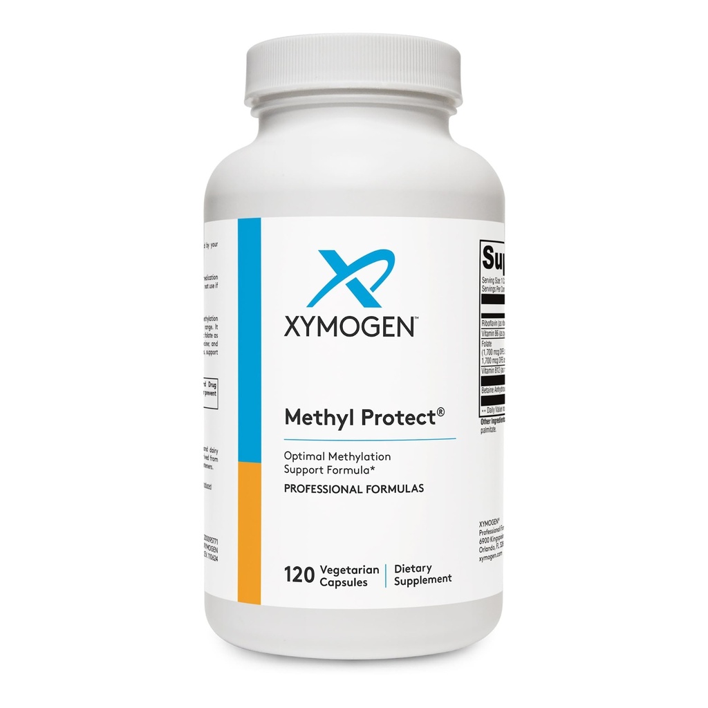 XYMOGEN Methyl Protect - Optimale Methylierungsformel Methyl Folat, Vitamin B12 (Methylcobalamin b12), Riboflavin + B6 Vitamine - Kognitive, Homocystein + Herzgesundheitsergänzungsmittel (120 Kapseln)