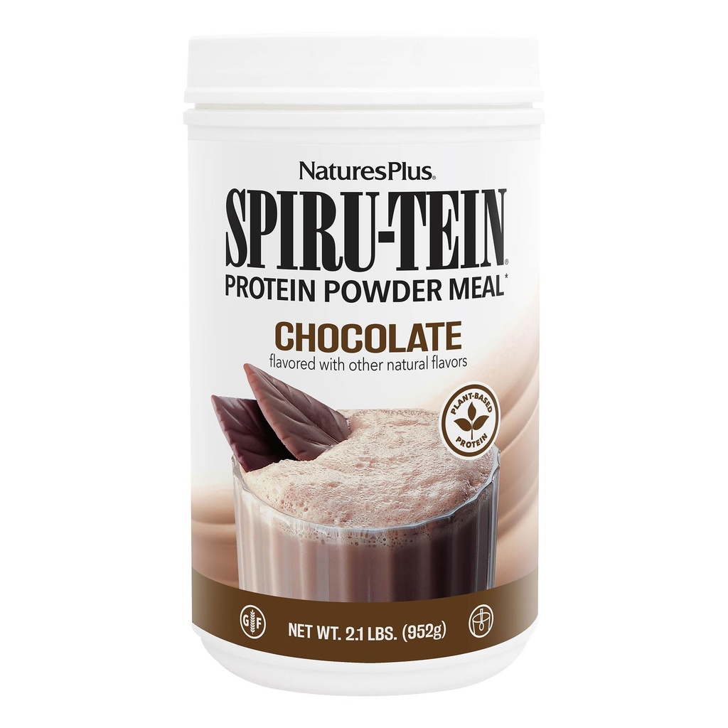 NaturesPlus SPIRU-TEIN Shake - Schokolade - 2,1 lbs, Spirulina Protein Pulver - Pflanzenbasiertes Meal Ersatz, Vitamine & Mineralien für Energie - Vegetarisch, Glutenfrei - 34 Servierungen