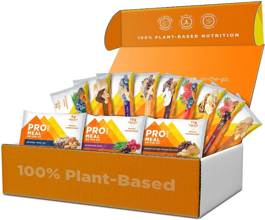 PROBAR - Bar à repas 12 boîtes de variétés de saveurs - énergie naturelle, non-OGM, ingrédients alimentaires entiers sans gluten, à base de plantes, 3 once (paquet de 12) - saveurs May Vary