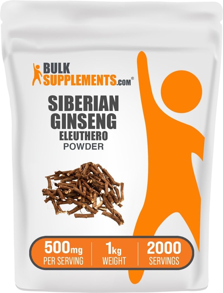 BulkSupplements.com Eleuthero Powder - Sibirisches Ginseng Powder, Eleutherococcus senticosus, Ginseng Kräuterergänzung - Glutenfrei, 500mg pro Servierung, 1kg (2.2 lbs) (Pack von 1)