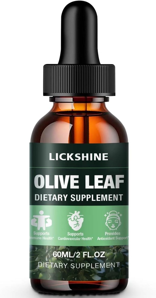 1 confezione 1000MG Olio Leaf Liquid Extract - Organic Olive Leaf Drops Supplemento Tintura per una migliore assorbimento - Immune & Heart Support Gluten-Free, Non OGM, Vegan, 2 Fl Oz