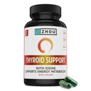 Zhou Schilddrüsen-Unterstützung - Schilddrüsen-Ergänzung für Damen und Herren mit Zink, Jod, & Selen, Metabolic Health Thyroid Complex mit Ashwagandha, Kelp - 60 Veggie Kapseln (Pack von 1)