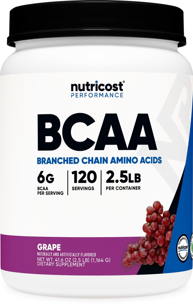 Nutricost BCAA Powder (Grape, 120 Portionen) - Glutenfrei, Non-GMO, Vegetarisch, Optimal 2:1:1