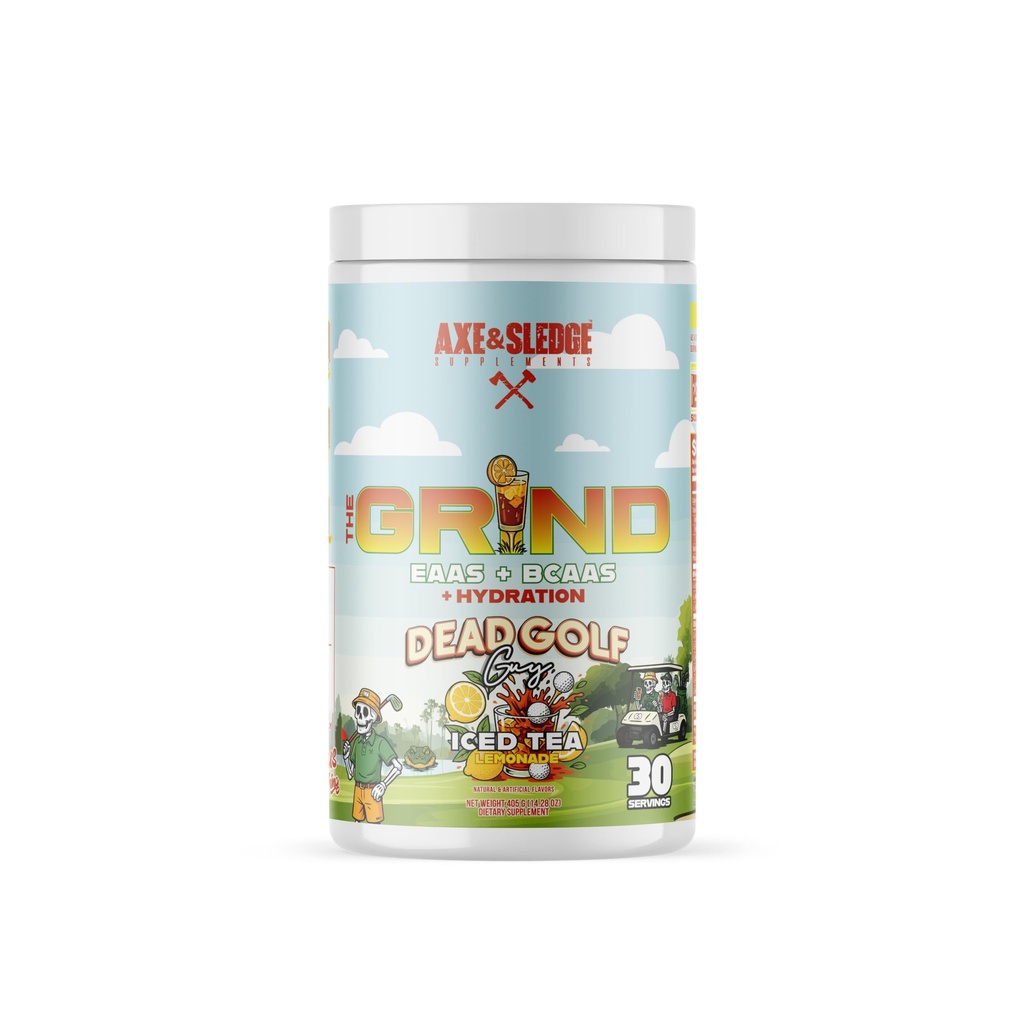 Axe & Sledge The Grind Essential Amino Acids |EAA & BCAA Powder |Muscle Recovery & Electrolytes for Hydration | Stimulant-Free, Vegan | 30 Servings, Dead Golf Guy
