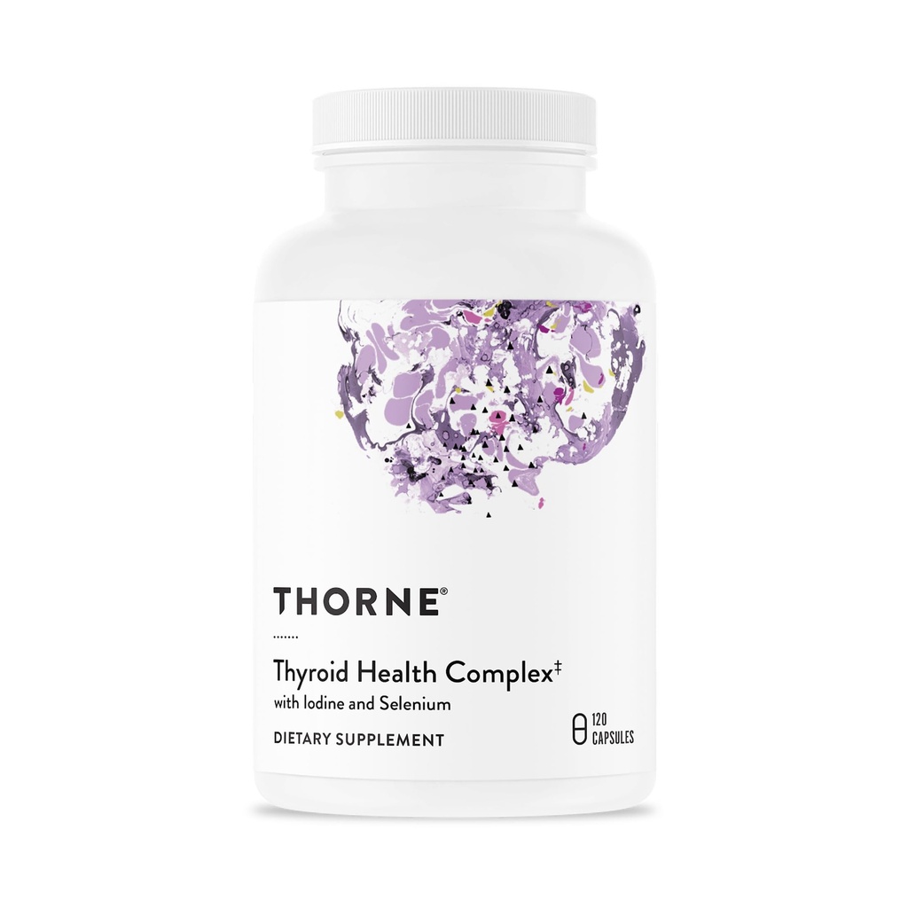 THORNE - Thyroid Health Complex - Thyroid Cofactors for Thyroid Function Support * - Vitamine B12, C & E, Ashwagandha, Jod, Zink, Selen, Kupfer & L-Tyrosin - Dritt zertifiziert - 120 Kapseln