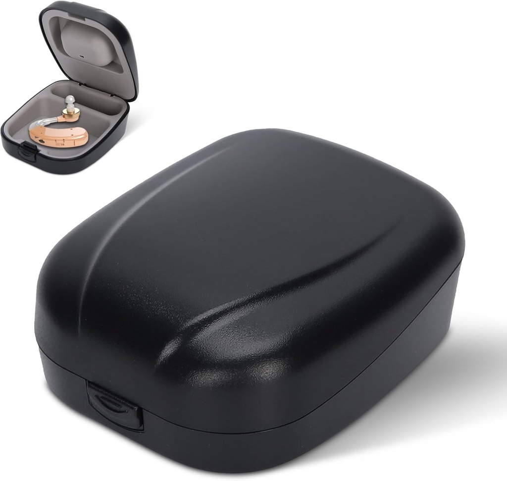 Hörgerät Case Hard, Taschengröße Wasserdichte Hörgerät Reisekoffer Box für Kinder, Erwachsene, Senioren(Schwarz)