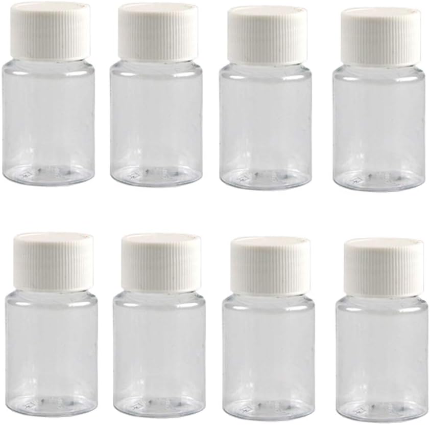 12PCS 30ML 1OZ Transparente leere Plastikflaschen mit weiße Schraube Kappe feste Pulver Kapseln Pille Tablet-Halter Aufbewahrung Box wiederbefüllbar tragbaren Behälter Jar Pot für Reisen tägliche Leben
