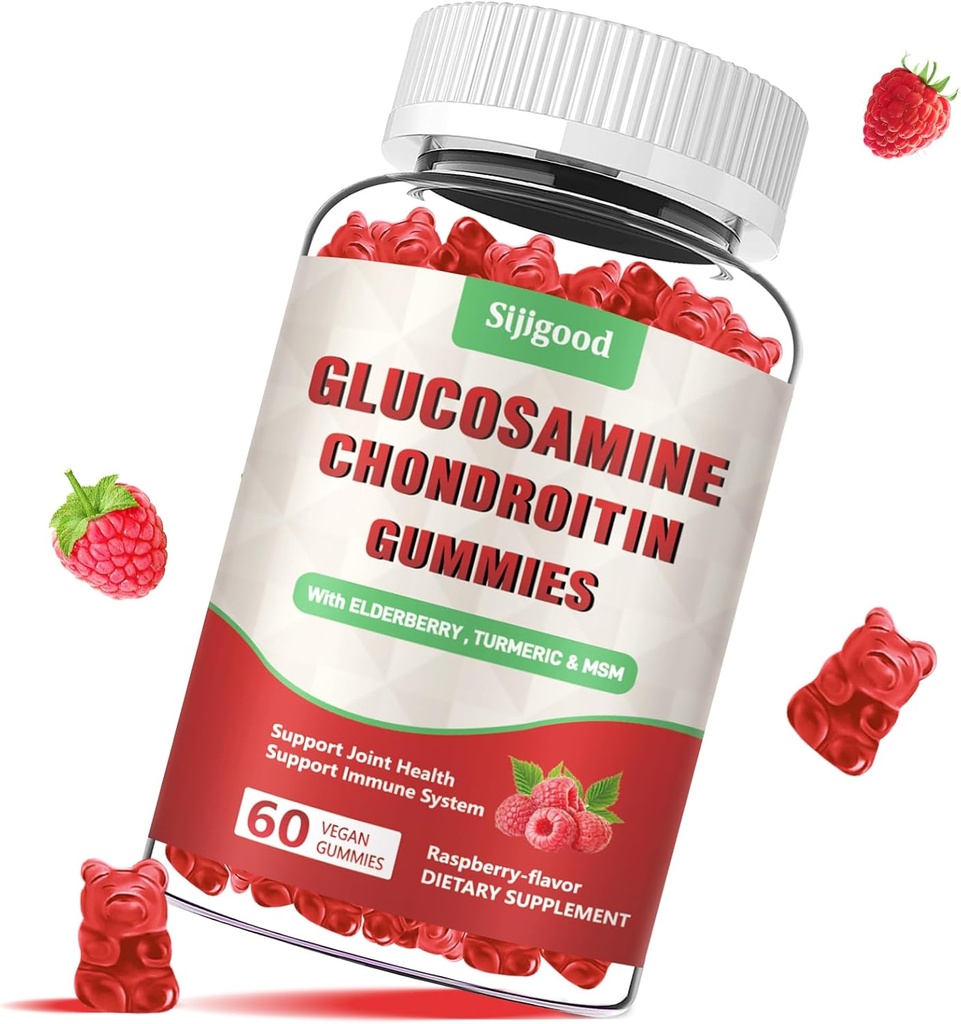 Verbesserte Glucosamin Chondroitin-Gummien mit MSM für Erwachsene - Extra-Strength Joint Health & Flexibility, Antioxidant & Immune Support Supplement, 60 Count