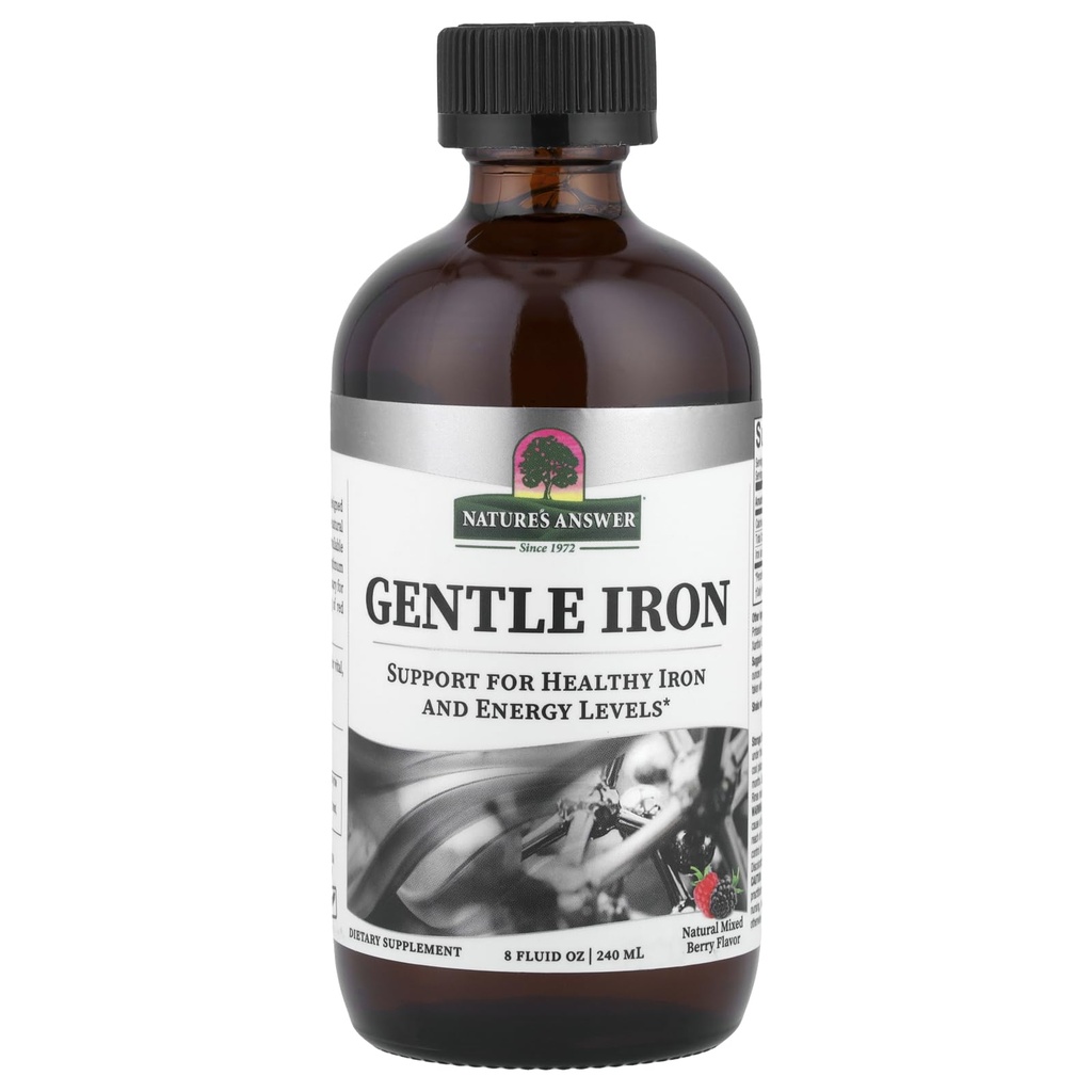 Nature's Answer Gentle Iron 8 Unze Flüssigkeit | Unterstützt rote Blutzellen | Unterstützt Eisenstufen | Glutenfrei | Non GMO