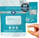 Trident Seafoods Pure Catch Wild Alaskan Fish Oil 1060mg Triple Strength Omega-3 Fish Oil Supplement für Frauen und Männer - EPA und DHA - 60 Ct. Daily Citrus Soft Gel unterstützt Herz, Gehirn und Vision