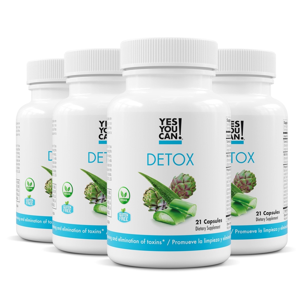 Si' che puoi! Pillole Natural Detox - Detergente Diuretico con Elettroliti & Vitamine - Aiuta con la ritenzione idrica - Senza glutine, 21 capsule (4 Pack)