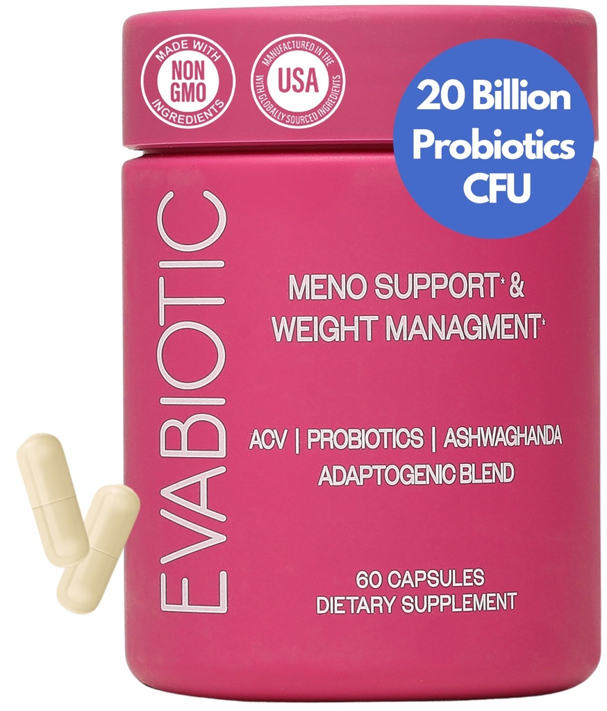 Vitamines complètes de la ménopause - Ashwaghanda, probiotiques, vinaigre de cidre de pomme pour la gestion du poids, flashs chauds, sueurs nocturnes, ballon, équilibre hormonal - Vegan 60 Caps Suppléments de ménopause pour femmes non-OGM