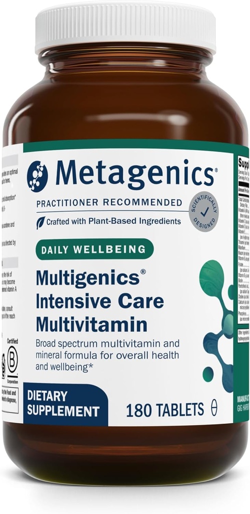 Metagenics Multigenics Intensive Care Multivitamin - Ohne Eisen - Nahrungsergänzungsmittel für jeden Tag - mit Quercetin, Beta-Carotene, Ascorbinsäure &amp; mehr - Non-GMO - Glutenfrei - 180 Tabletten