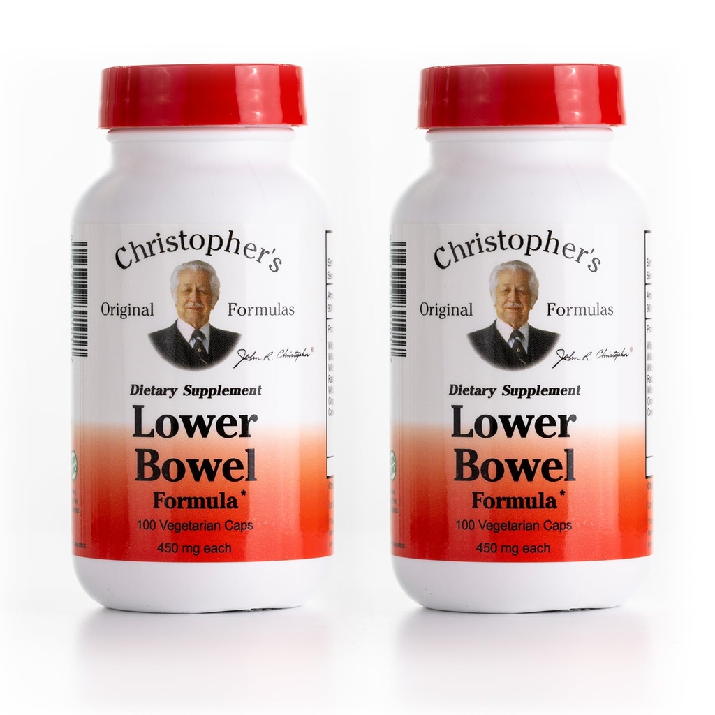 Formules originales de Christopher Lower Bowel Cleanse Formule Capsules - Herbal Laxative Colon Cleanse et Gut Cleanse 100 ct. - Pack de 2