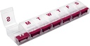 EZY DOSE Settimanale (7-giorno) AM/PM Organizzatore di pillole di spinta giornaliera, Cassa di vitamina e contenitore di medicina, X-Large scomparti, Artrite amichevole, Comodo e facile da usare, Libero/rosso, BPA