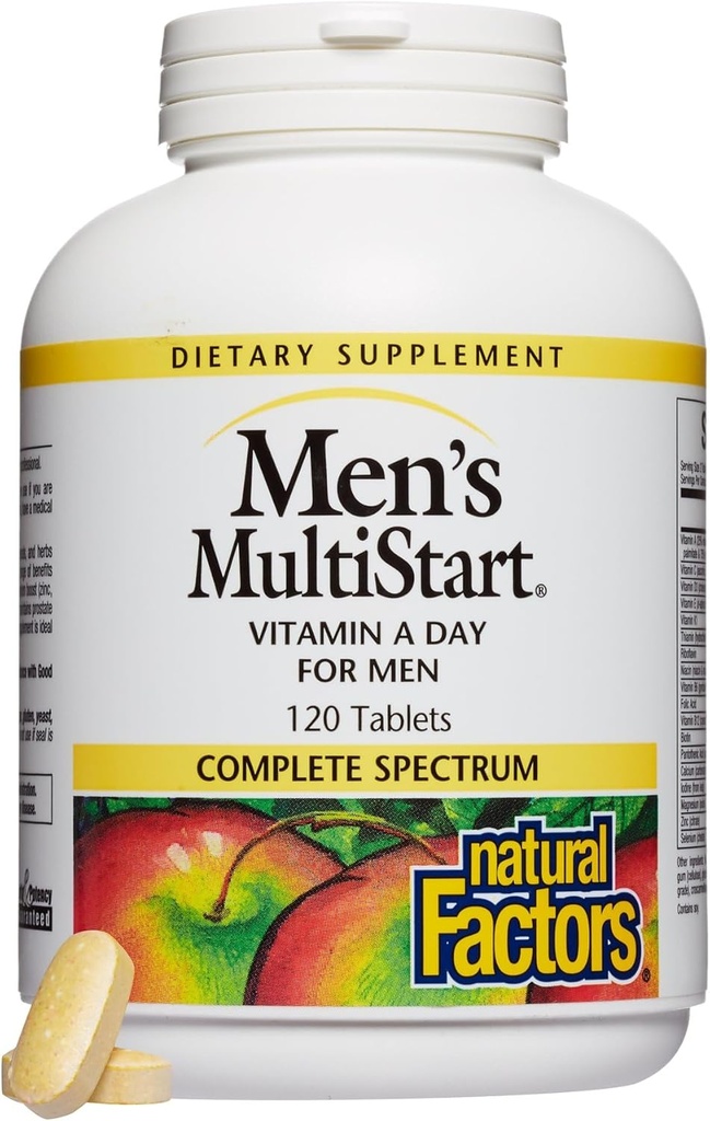 Fattori naturali, MultiStart Daily Multivitamin maschile, supporto nutrizionale per la salute e l'energia immunitaria, 120 compresse (60 porzioni)
