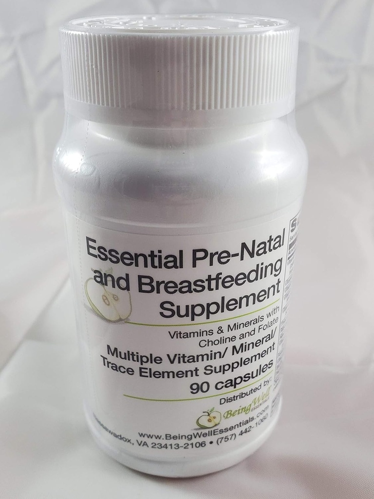 Essentielle Vor-Natal- und Stillzusatz Vitamine & Minerale mit Cholin und Folate Trace Element Supplement 90 Kapseln