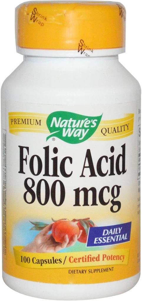 Nature's Way Acide folique 800mcg 100 Capsules (paquet de 2)
