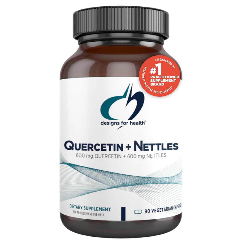 Designs für Gesundheit Quercetin + Nettle Supplement - Nettle Leaf + Quercetin Ergänzungen mit Flavonoiden - Leistungsstarke Antioxidantien für Immununterstützung (90 Vegan Kapseln)