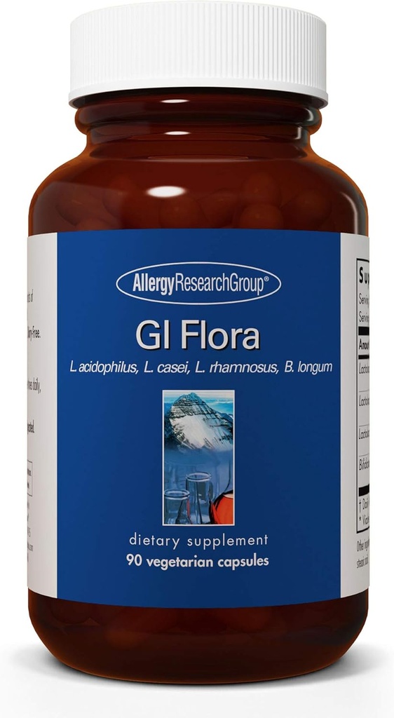 Gruppo di ricerca allergia GI Flora Supplemento - Probiotico per la salute digestiva, Gut Salute per gli uomini e le donne, Lactobacillus e Bifidobacterium - 90 Conte