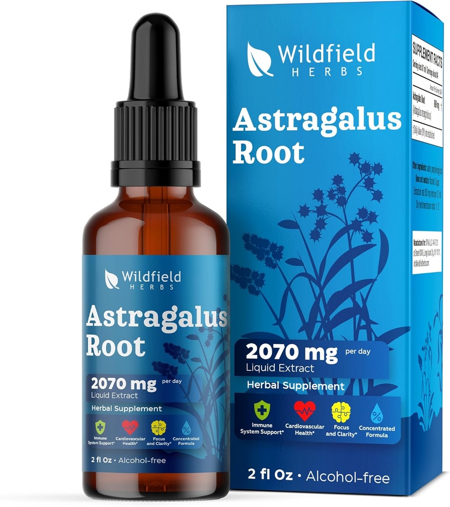 Astragalus Herb Extract Drops 2000mg (Astragalus membranaceus) Arbal Supplement Absorbs Better Than Capsules, 1 mese di fornitura, 84 Serve, Alcol-Free Tincture - 2 Oz, Confezione da 1