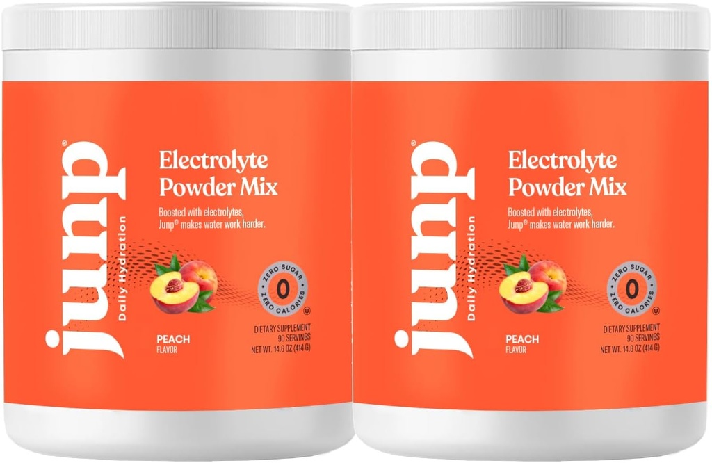 JUNP Elektrolyte Pulver Kein Zucker keine Kohlenhydrate – Orchard Frisches Juicy Peach Drink Mix - Kalium & Salz Elektrolyt Hydration Pulver Zero Calorie Zucker freies Elektrolytpulver, Keto Friendly, 180 Portionen