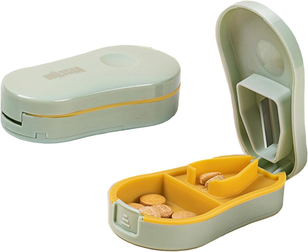 Fendeur à petites pilules vert clair avec dispositif de centrage pour les petites pilules et les petites pilules, coupe les comprimés de vitamines, broyeur de pilule exquise portable pour la poche de Purse