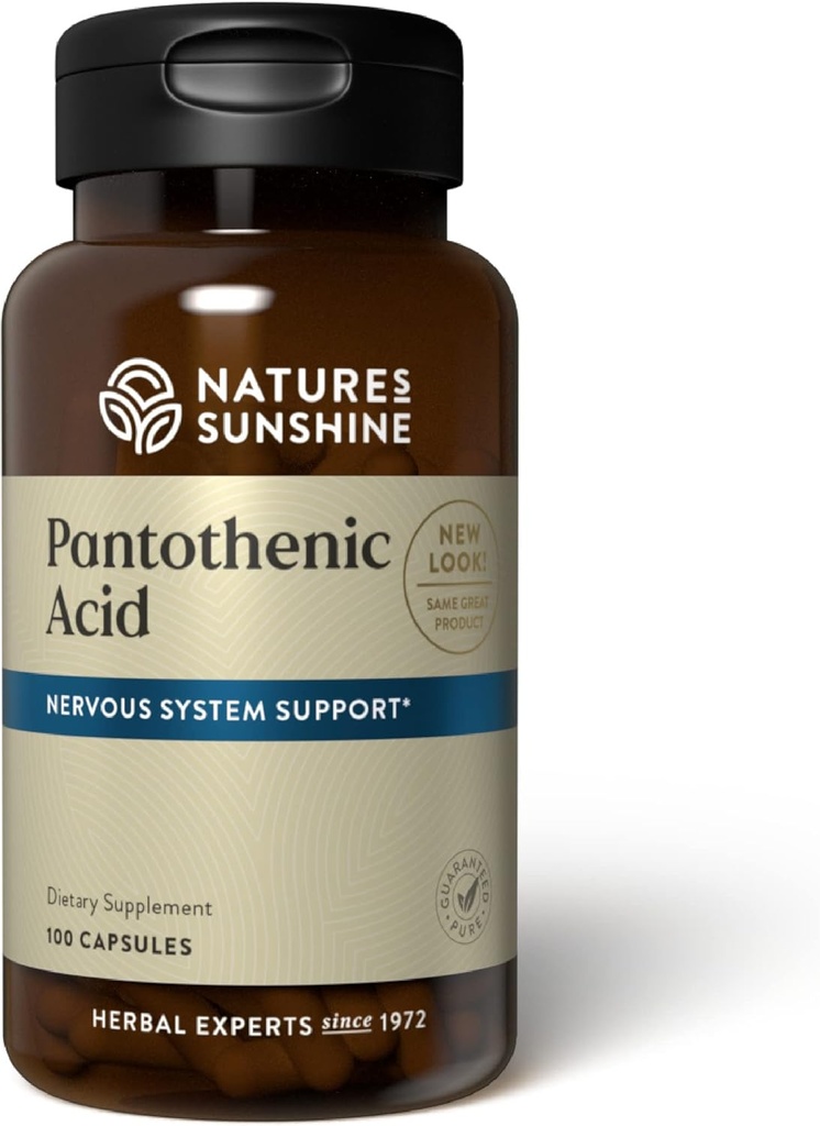 L'acido pantotenico del sole della natura, 100 capsule | vitamina B5 supporta i sistemi nervosi, aiuta la funzione della ghiandola surrenale, ed è necessario per fare alcuni ormoni