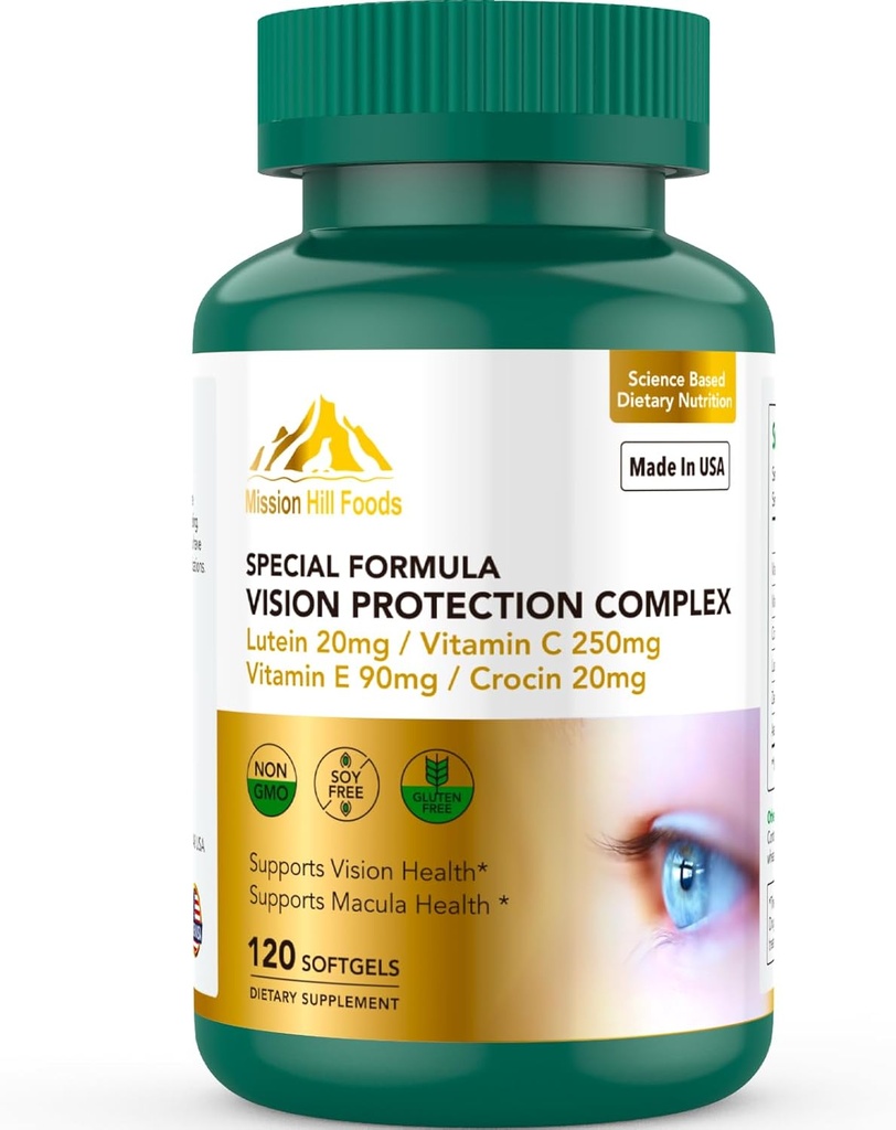 Lutein und Zeaxanthin Ergänzungen - 6 in 1 Vision Protection Complex mit Lutein 20mg, Zeaxanthin, Astaxanthin, Crocin, Vitamin C & E, 120 Softgels, Non-GMO, Gluten-Free, Unterstützt Augengesundheit