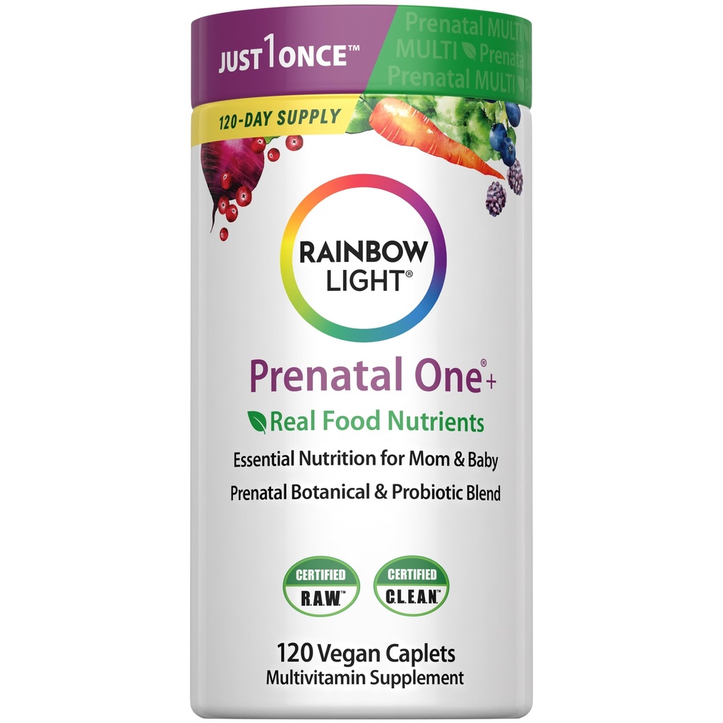 Rainbow Light High-Potency Prenatal One Multivitamine, santé prénatale Multivitamine soutient la santé de maman et le développement du bébé, avec la vitamine C, végétalien, 120 comte