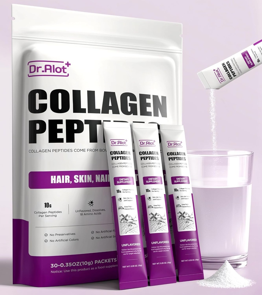 2X Boost Collagen Peptide Pulver für Haut Haar Nagel Joints Gesundheit, Ultra High Absorption Collagen Pulver mit hydrolysiertem Typ 1 & 3 + VC, Unflavored Collagen Ergänzungen für Frauen & Männer, 30 Servierungen