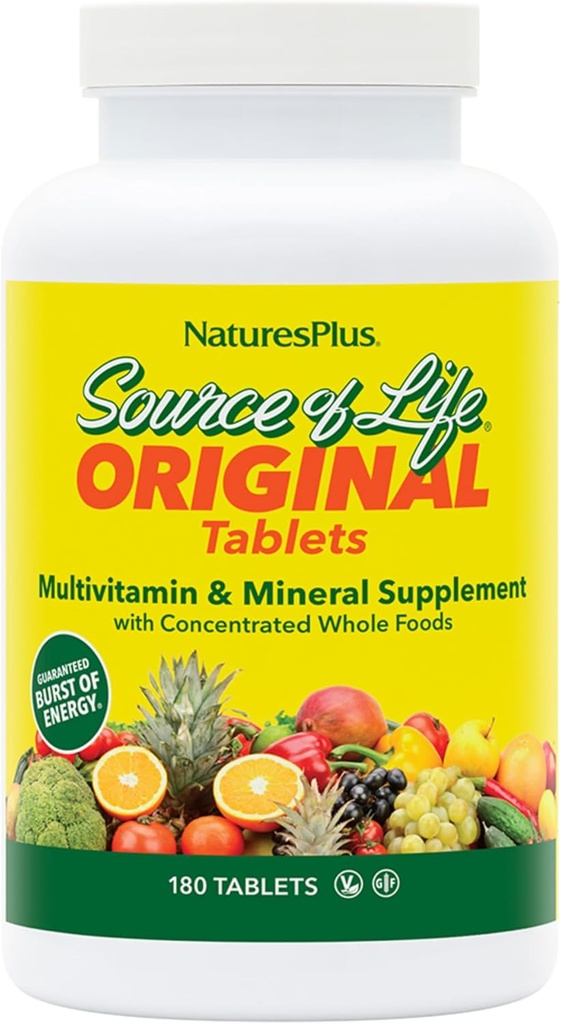 NaturesPlus Quelle des Lebens - 180 Tabletten, Paket von 3 - Multi-Vitamin & Mineral Supplement - Unterstützt natürliche Energie & Gesamt Wohlbefinden - Glutenfrei, Vegetarisch - 60 Gesamt Servierungen