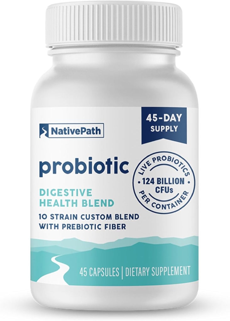 NativePath Daily Probiotic, 10-Strain Custom Blend Probiotics Supplement for Men and Women, 82 Billion CFUs - 45 Count