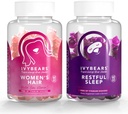 IvyBears® Haar- und Schlafgummis für Damen – Biotin Hair Vitamin + Fast-Acting Melatonin mit entspannenden Botanicals – Vegan Beauty & Sleep Support – 2-Pack