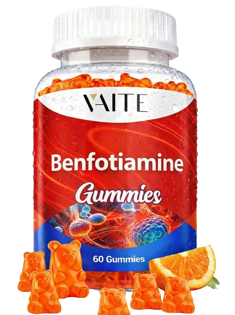 Benfotiamin 320mg Gummie mit 45mg L-Leucine-Ergänzung: Essential Vitamin B1 Complex für Männer und Frauen, Non-GMO, Vegan & Gluten-Free - Unterstützt Stoffwechsel, Energie & Nervous System Gesundheit