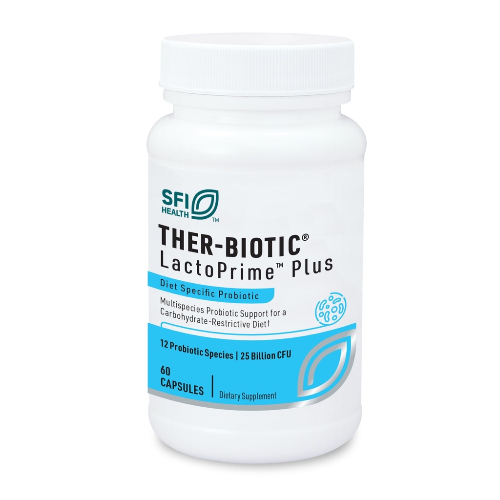 Klaire Labs SFI Health Ther-Biotic LactoPrime Plus - Lactobacillus and Bifidobacterium Probiotics for Digestive Health - Probiotici giornalieri per gli uomini e le donne per gli individui sensibili al carb (60 capsule)