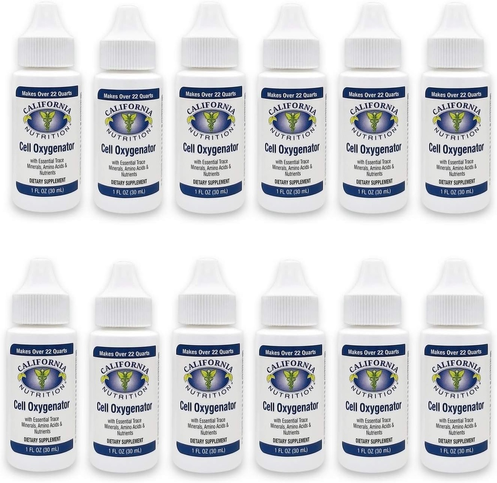 Cell Oxygenator 1 Fl Oz Bottle (Pack mit 12), Zellnahrung Konzentration flüssige Sauerstoff Wassertropfen, Nahrungsergänzungsmittel, Suport Immunsystem, Aminosäuren & Trace Minerals