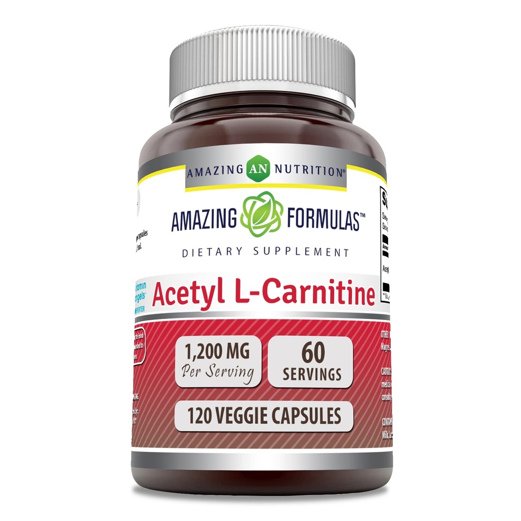 Erstaunliche Formeln Acetyl L-Carnitin Ergänzung | 1200 Mg | 120 Veggie Kapseln | Non-GMO | Gluten Free | Made in USA