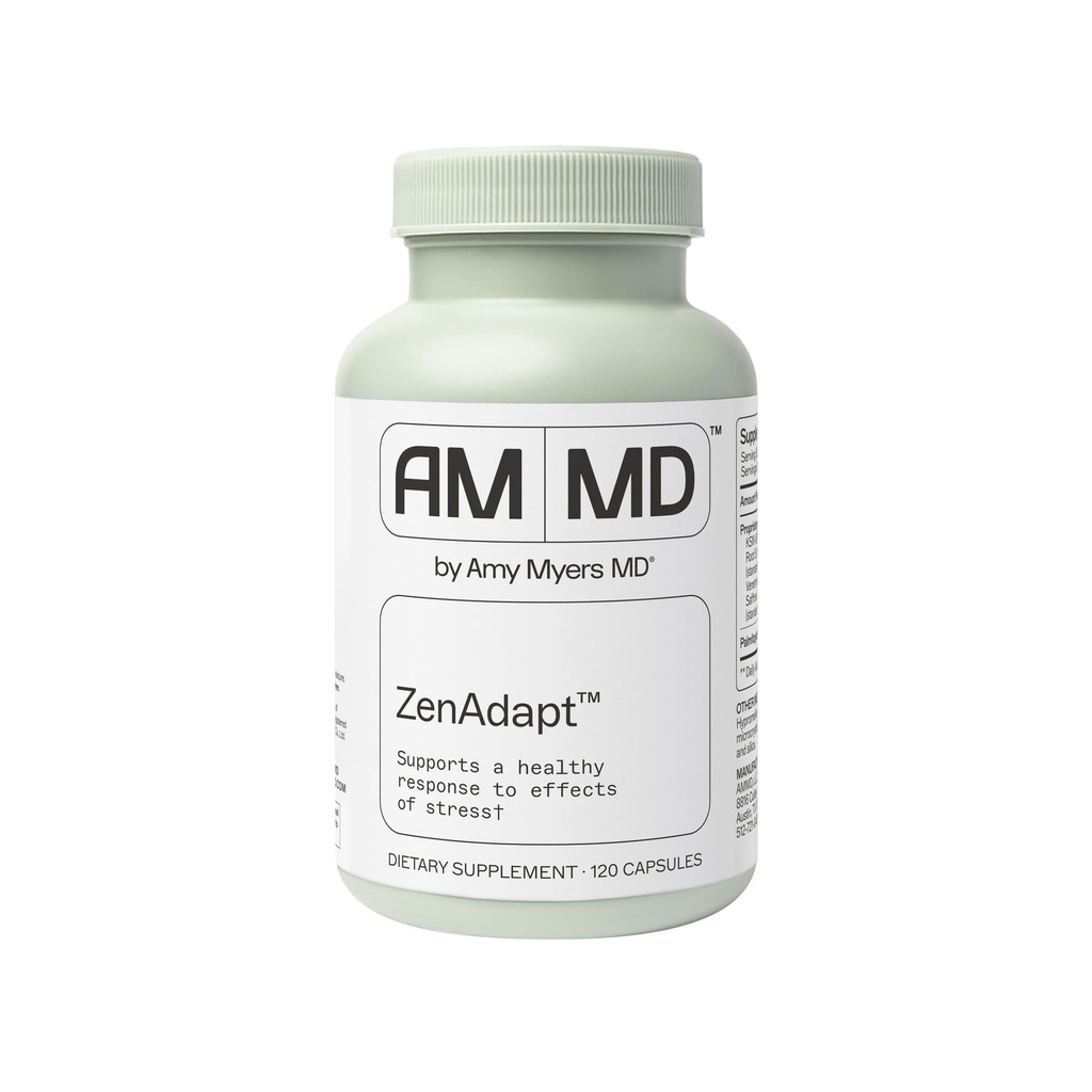 Amy Myers MD ZenAdapt Supplement - Unterstützt Stress Relief & Cortisol Balance - Adaptogenic Blend mit Pea, Saffron & Heilige Basil - 120 Kapseln