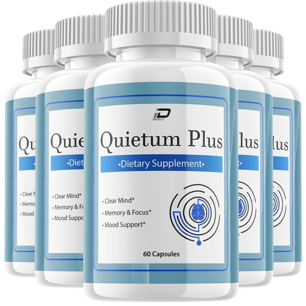 Capsules de supplément Cerveau Quietum Plus – Formule de force maximale tout naturel pour la mémoire améliorée et les pilules de focus, le support et les critiques QuietumPlus (5 Pack – 300 Capsules)
