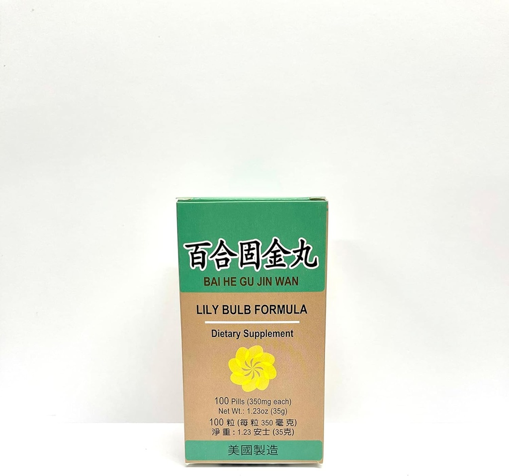 Lao Wei Lily Bulb Formula - Bai He Gu Jin Wan Kräuter-Ergänzung hilft, ein gesundes Atemsystem und Husten mit Phlegm 100 Pillen 350mg/each Made in USA