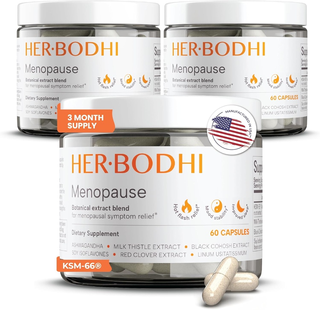 Meno- Menopausa bilancia ormonale per le donne, Estrogen Soy Isoflavones Menopause Supplemento per le donne, Ashwagandha, Nero Cohosh Hot Flashes Menopause Relief, Night Sweats Relief 180Caps